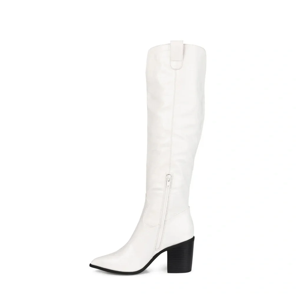 Journee Collection White Heeled Boots - Picture 3 of 10